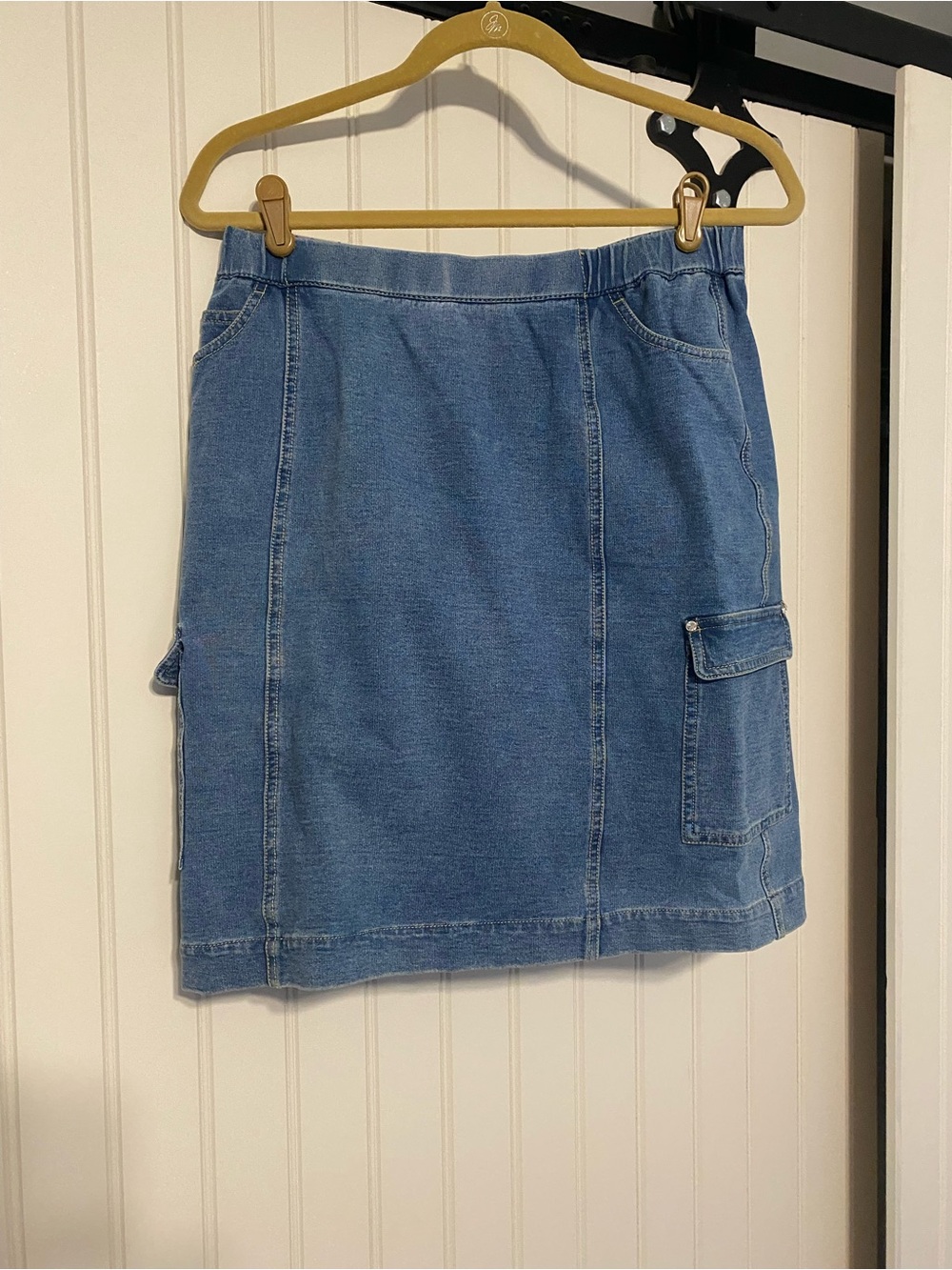 Quacker Factory Classic Blue Denim Cargo Pocket Skort - Women